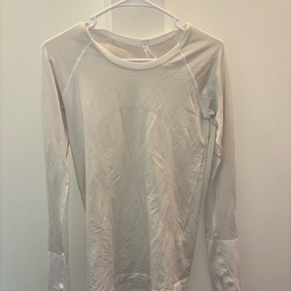 White Lululemon Swiftly Tech Long Sleeve Shirt Hip Length